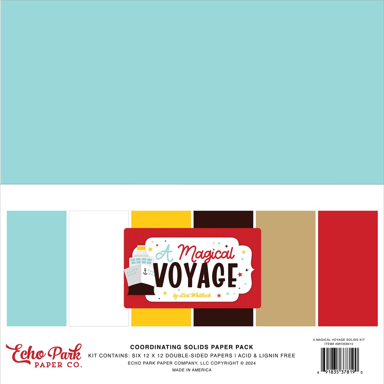Echo Park Solids Collection Kit 12"X12"-A Magical Voyage, 6 Colors